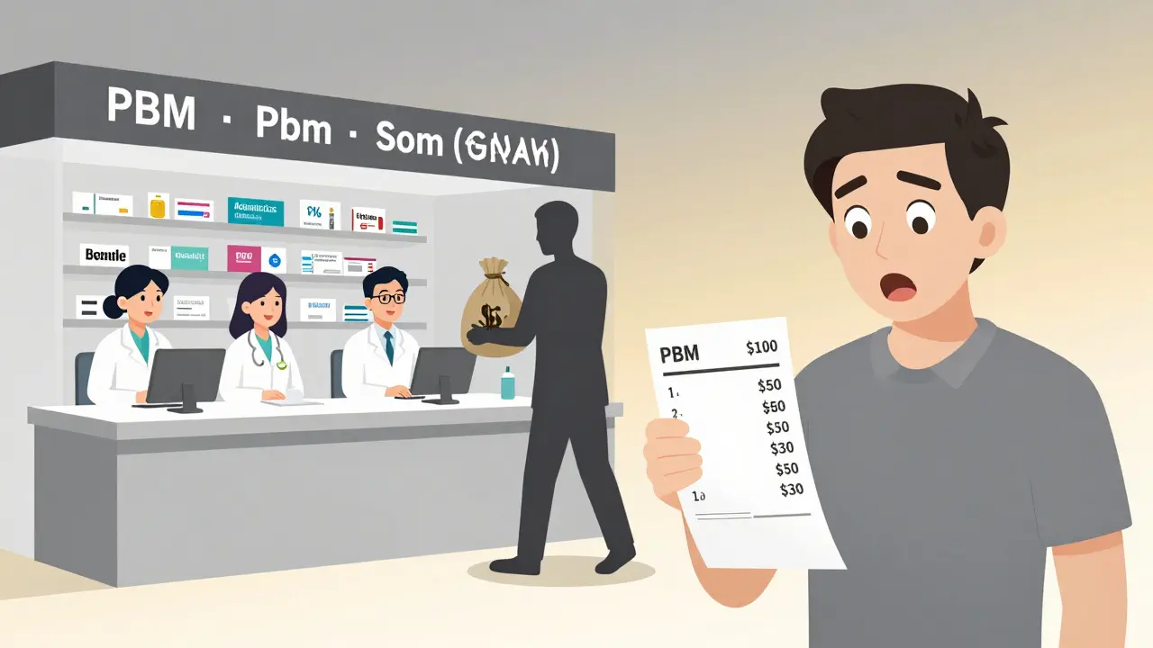 Patient shocked at lowered drug price as pharmacists celebrate with multiple generic options.