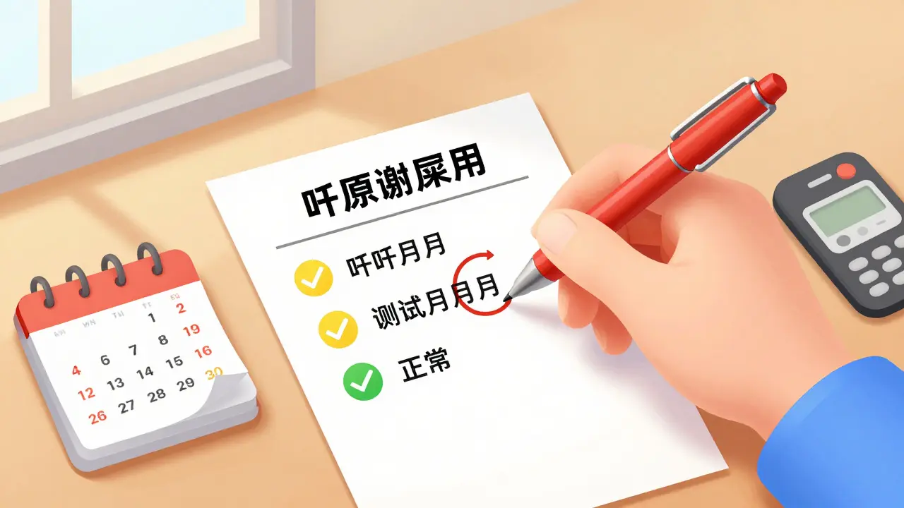 Hand using colored pens to highlight key safety instructions on a medication guide beside a marked calendar.